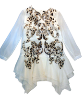 Bela haljina sa karnerima i leopard printom